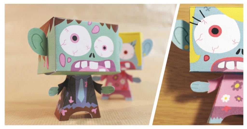 DIY paper toy zombie