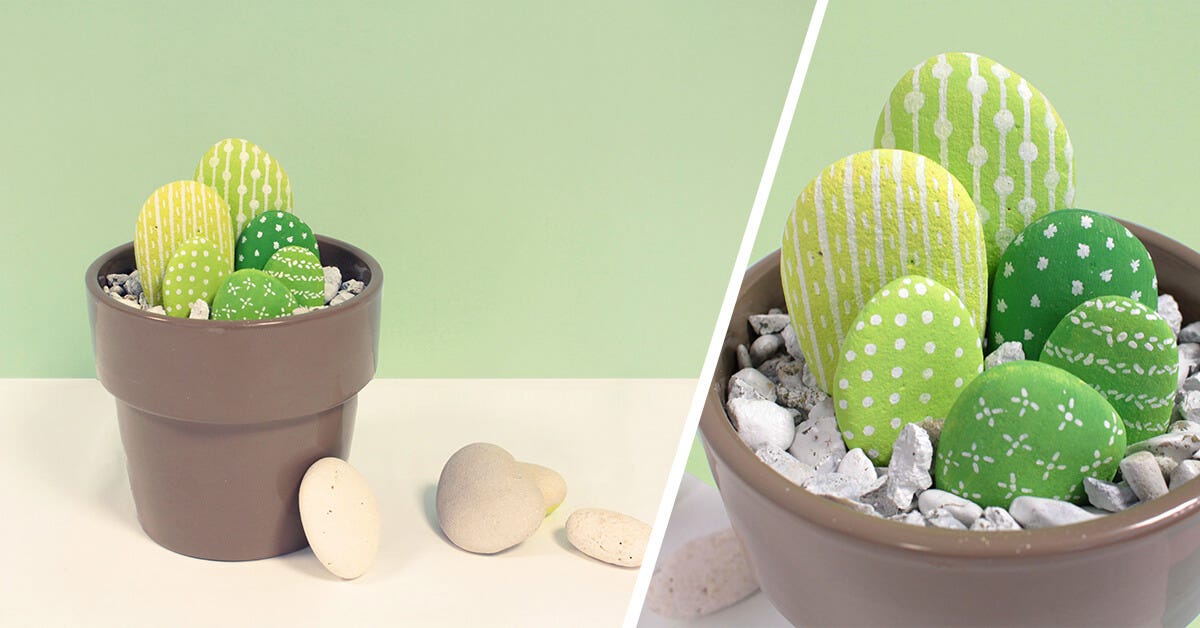 DIY cactus piedras pintadas