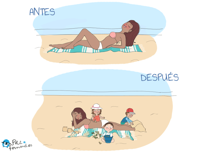 viñeta humor cuando voy a la playa