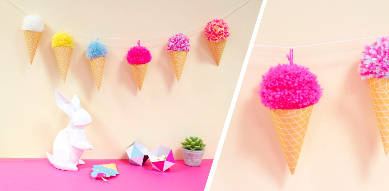 DIY guirnalda de helados de colores