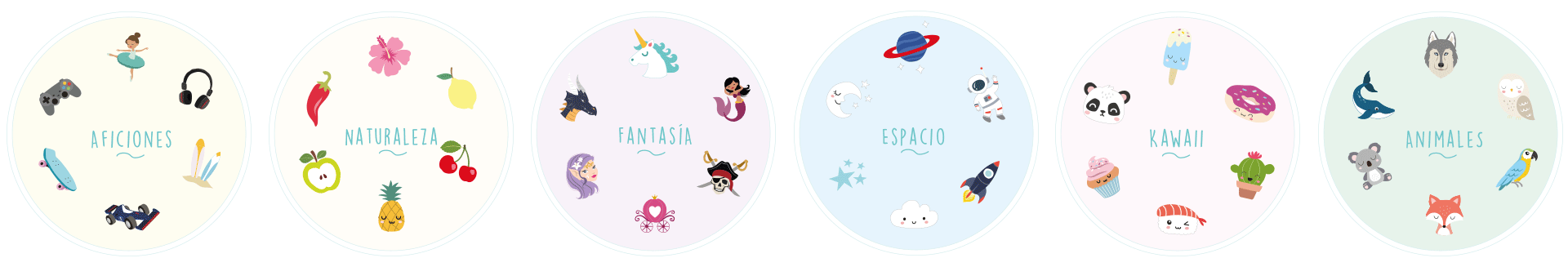 ilustraciones a color para etiquetas personalizadas