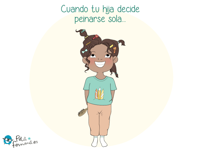 Cuando tu hija decide peinarse sola por primera vez… ¡Puede resultar extraño!