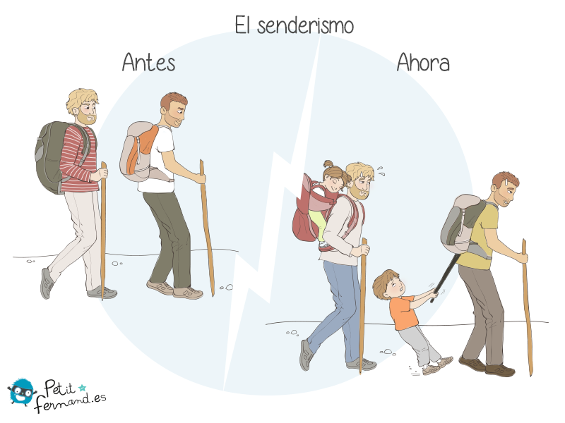 ¡El senderismo con sus hijos es mucho más fatigoso que antes!