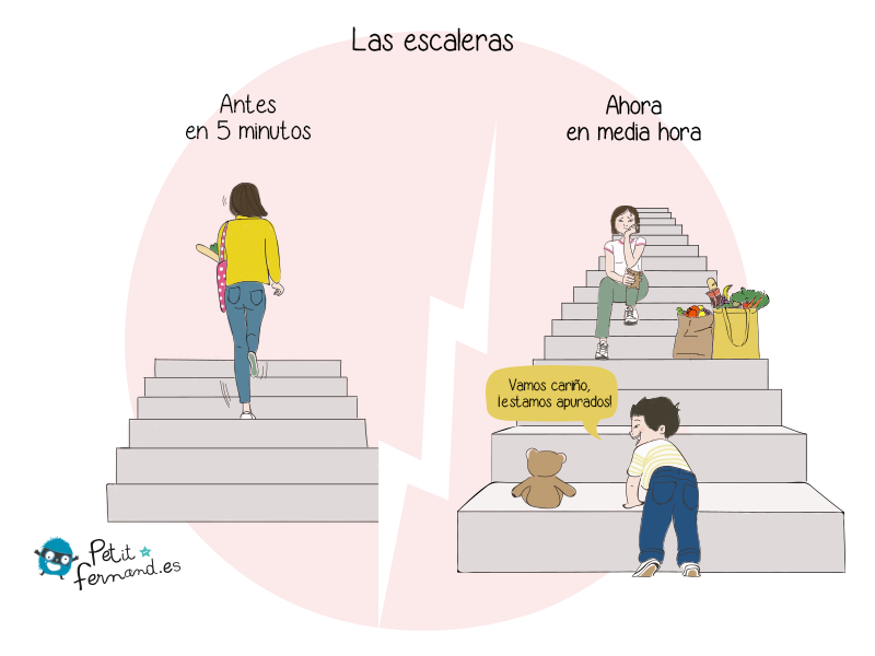 No es tan fácil subir las escaleras cuando tienes niños.