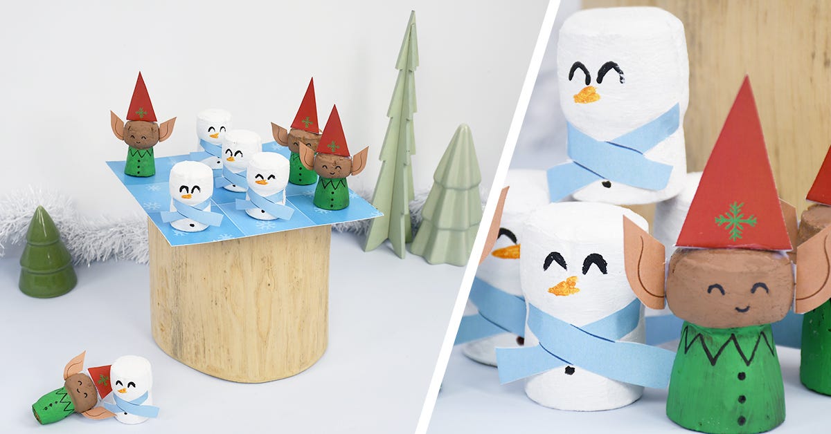 ¡Realiza fácilmente un tres en raya especial de invierno, con muñecos de nieve y duendes para pasar todas las tardes de invierno entretenidos!