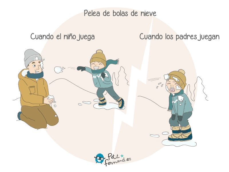 ¿Alguna vez has intentado enfrentarte a tus hijos en una pelea de bolas de nieve?